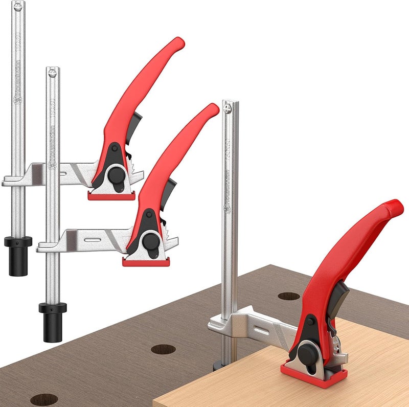 Housolution Bench Dog Clamp, 3/4 inch Dog Holes Workbench Clamp for Woodworking, Adjustable MFT Table Hold Down Quick Fixed Clip, Workbench Accessories for Wood Carving Routing Sanding, 2 Pack - Image 1